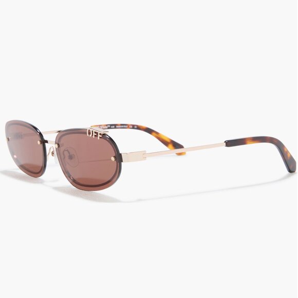 NEW OFF-WHITE OERI13M MIAMI 7664 SUNGLASSES UNISEX OVAL BROWN GOLD main image 10